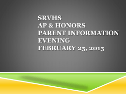 Parent Information Evening - San Ramon Valley High School