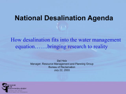 Desalination Research and Technology