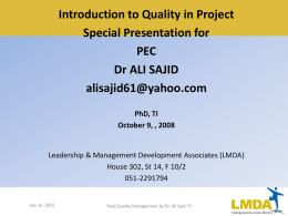 INTRODUCTION TO QUALITY - Pakistan Engineering Council