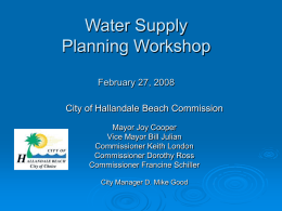 Water Supply Planning Workshop February 27, 2008