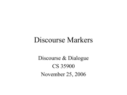 Discourse Markers - University of Chicago