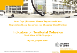 Open Days - Indicators on Territorial Cohesion