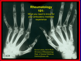 Rheumatology 101 - University of Kansas Medical Center