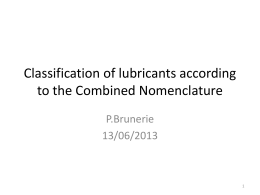 Classification of lubricants according to the Combined