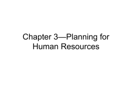 Chapter 3—Planning for Human Resources