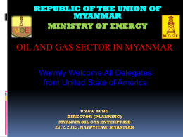 Republic of the Union of Myanmar Ministry of Energy