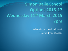 Year 9 Options Evening 11th March 2015