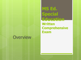 MS Ed. Special Education Written Comprehensive Exam
