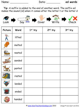 Year 1 Spellings Suffix ed - Teaching resources: lesson