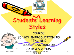 Learning Styles Workshop - The State University of Zanzibar