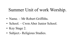Summer Unit of Work.- Worship.