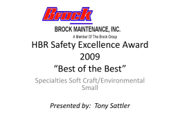 HBR Safety Excellence Award 2009