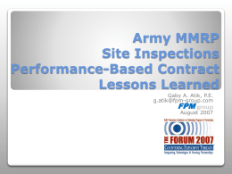 Army MMRP Site Inspections Performance