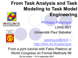 From Task Analysis and Task Modelling to Task Model