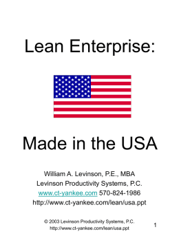 Lean Enterprise: - Levinson Productivity Systems