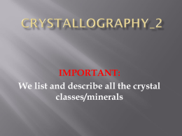 CRYSTALLOGRAPHY GL10B IMPORTANT: Collect lecture notes …