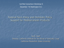 Cal-Med Consortium Workshop II Domestic Policies and