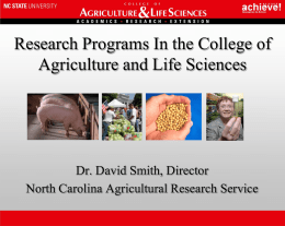 New Initiatives for the College of Agriculture and Life
