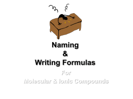 Naming & Writing Formulas