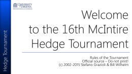 Welcome to the Hedging Tournament