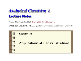 Analytical Chemistry lecture note: Application of Redox