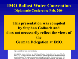 IMO Ballast Water Convention Diplomatische Konferenz Feb. 2004
