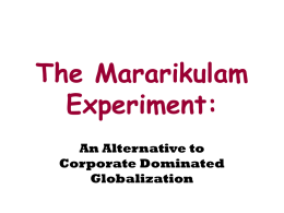 The Mararikulam Experiment: - Montclair State University