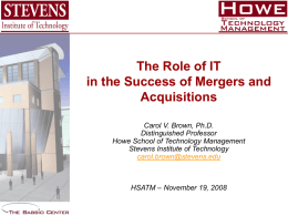IT Role in M&A - Stevens Institute of Technology