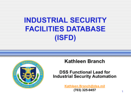Industrial Security Facilities Database ISFD