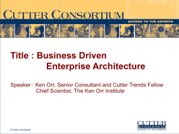 Title : Business Driven Enterprise Architecture