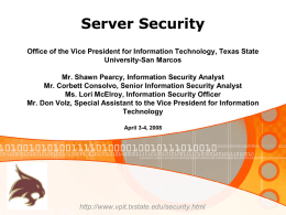 Basic Internet Security - Home : Texas State University
