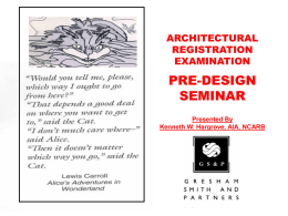 Pre-Design Seminar - ARE Forum