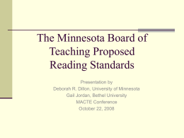 MACTE Presentation on Proposed Reading Standards