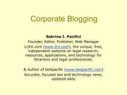Corporate Blogging - LLRX.com | Legal and Technology