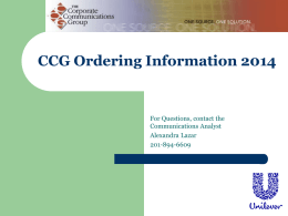 CCG Reporting & Ordering Information - 2006