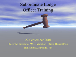 Subordinate Lodge Officer Training