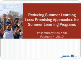 Effective Practices in Summer Learning