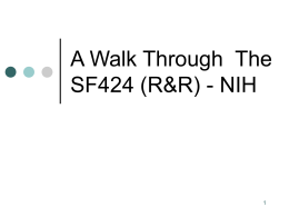 A Walk Through The SF424 R&R