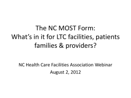 NC Health Care Facilities Association presentation draft