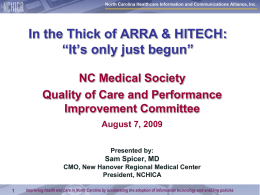 NCHICA Activities - North Carolina Medical Society