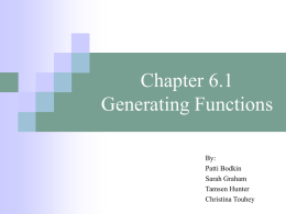 Chapter 6.1 Generating Functions