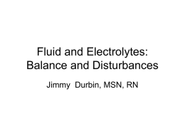 Fluid and Electrolytes: Balance and Disturbances