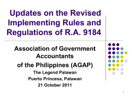 Updates on the Revised Implementing Rules and Regulations