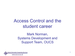 Access Control and the student career
