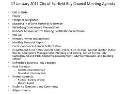 17 January 2011 City of Fairfield Bay Council Meeting Agenda