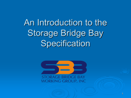 An Introduction to the Storage Bridge Bay Specification