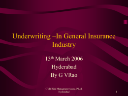 Underwriting –General Insurance Industry