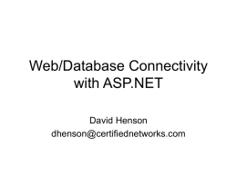 Web/Database Connectivity with ASP.NET