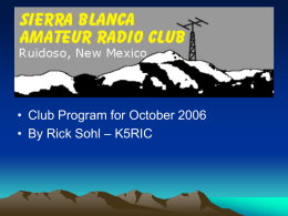 Repeater - Welcome - Sierra Blanca Amateur Radio Club