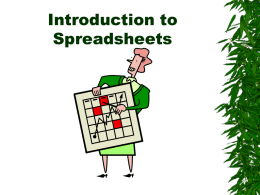Introduction to Spreadsheets